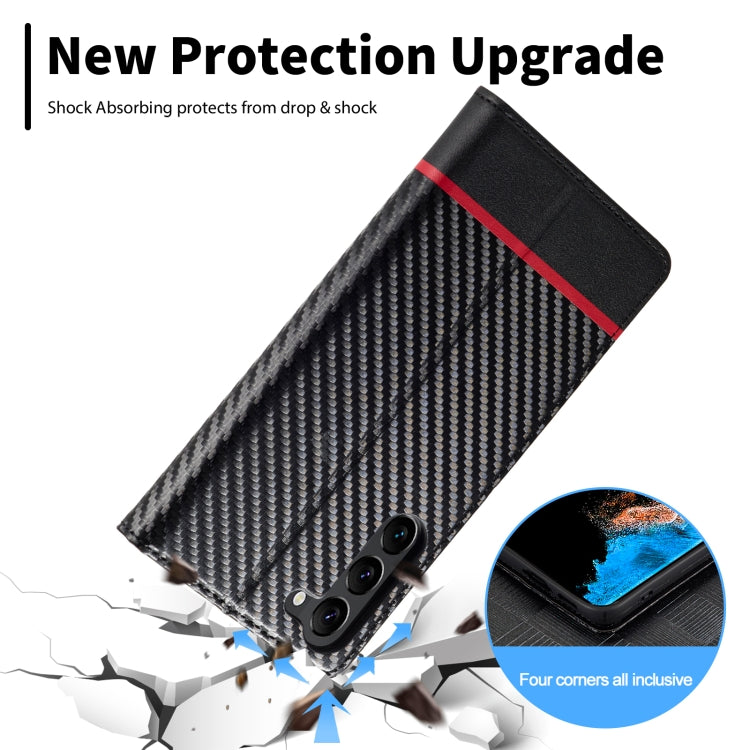 For Samsung Galaxy S25+ 5G LC.IMEEKE Carbon Fiber Leather Phone Case(Horizontal Black) - Galaxy S25+ 5G Cases by LC.IMEEKE | Online Shopping UK | buy2fix
