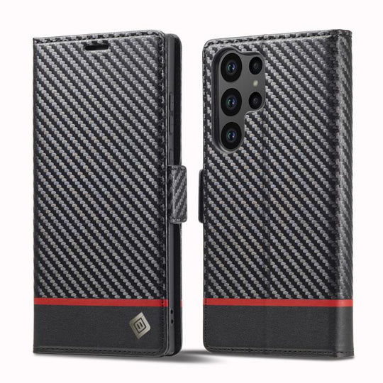 For Samsung Galaxy S26 Ultra 5G LC.IMEEKE Carbon Fiber Leather Phone Case(Horizontal Black)