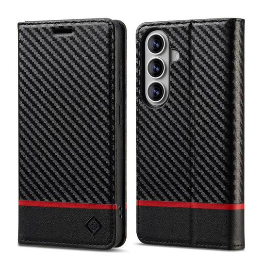 For Samsung Galaxy S26 5G LC.IMEEKE Carbon Fiber Leather Phone Case(Horizontal Black)