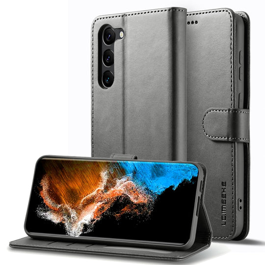 For Samsung Galaxy S25 5G LC.IMEEKE Calf Texture Leather Phone Case(Grey)