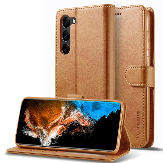 For Samsung Galaxy S25 5G LC.IMEEKE Calf Texture Leather Phone Case(Brown)