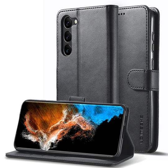 For Samsung Galaxy S25+ 5G LC.IMEEKE Calf Texture Leather Phone Case(Black)