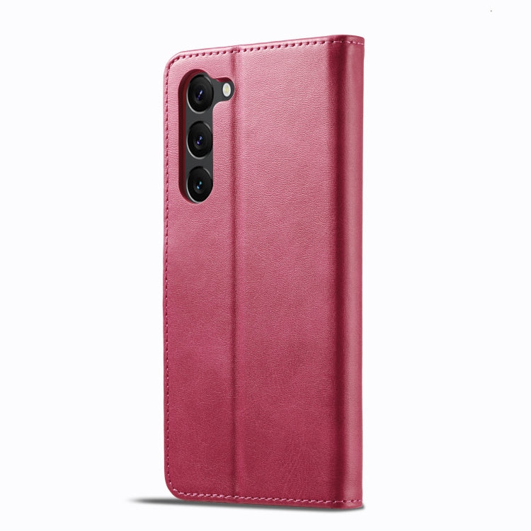 For Samsung Galaxy S25+ 5G LC.IMEEKE Calf Texture Leather Phone Case(Red) - Galaxy S25+ 5G Cases by LC.IMEEKE | Online Shopping UK | buy2fix