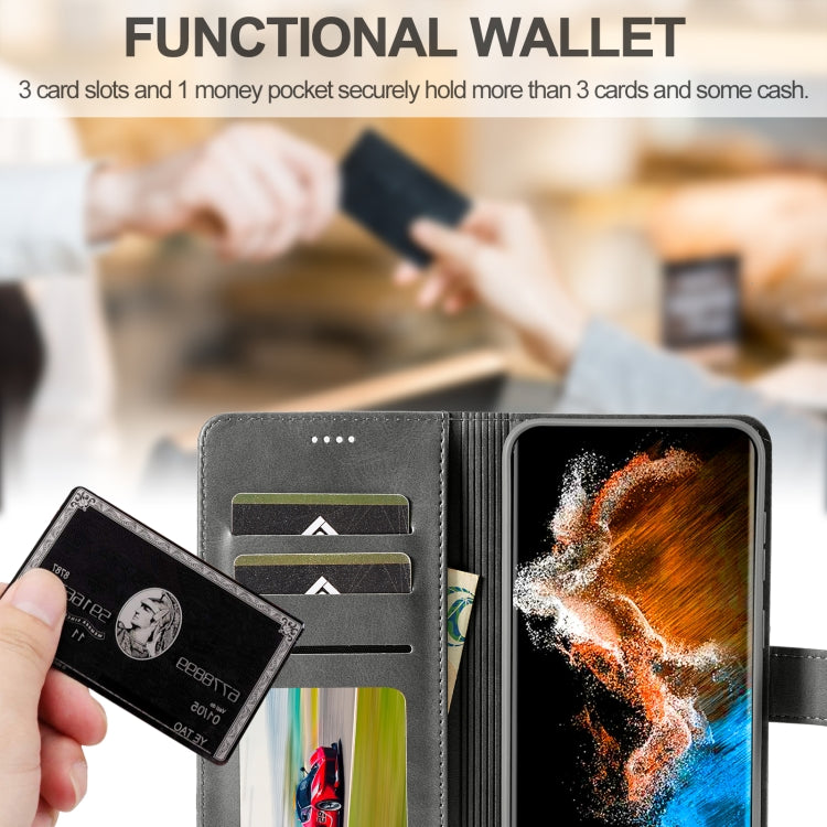 For Samsung Galaxy S25+ 5G LC.IMEEKE Calf Texture Leather Phone Case(Grey) - Galaxy S25+ 5G Cases by LC.IMEEKE | Online Shopping UK | buy2fix