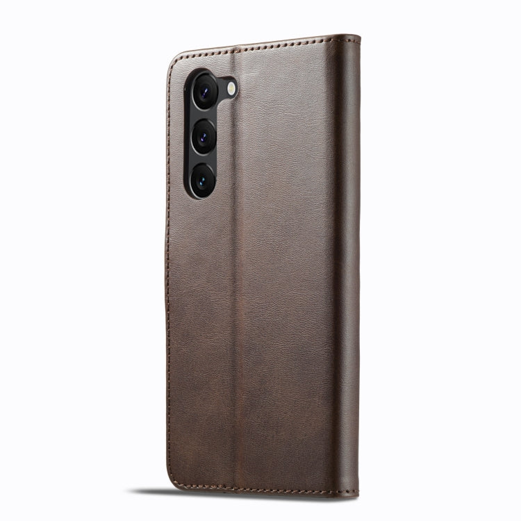 For Samsung Galaxy S25+ 5G LC.IMEEKE Calf Texture Leather Phone Case(Coffee) - Galaxy S25+ 5G Cases by LC.IMEEKE | Online Shopping UK | buy2fix