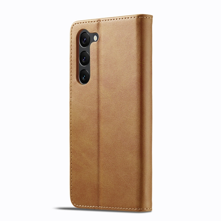 For Samsung Galaxy S25+ 5G LC.IMEEKE Calf Texture Leather Phone Case(Brown) - Galaxy S25+ 5G Cases by LC.IMEEKE | Online Shopping UK | buy2fix