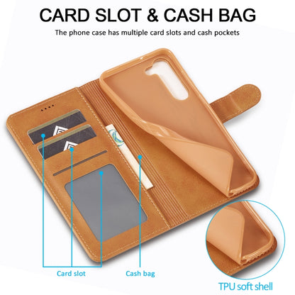 For Samsung Galaxy S25+ 5G LC.IMEEKE Calf Texture Leather Phone Case(Brown) - Galaxy S25+ 5G Cases by LC.IMEEKE | Online Shopping UK | buy2fix