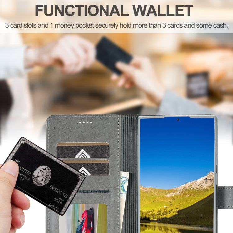 For Samsung Galaxy S25 Ultra 5G LC.IMEEKE Calf Texture Leather Phone Case(Grey) - Galaxy S25 Ultra 5G Cases by LC.IMEEKE | Online Shopping UK | buy2fix