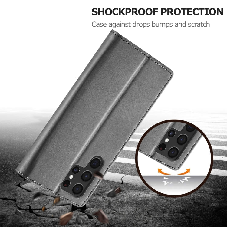 For Samsung Galaxy S25 Ultra 5G LC.IMEEKE Calf Texture Leather Phone Case(Grey) - Galaxy S25 Ultra 5G Cases by LC.IMEEKE | Online Shopping UK | buy2fix