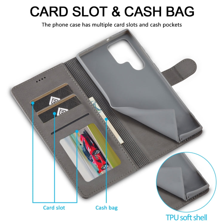For Samsung Galaxy S25 Ultra 5G LC.IMEEKE Calf Texture Leather Phone Case(Grey) - Galaxy S25 Ultra 5G Cases by LC.IMEEKE | Online Shopping UK | buy2fix