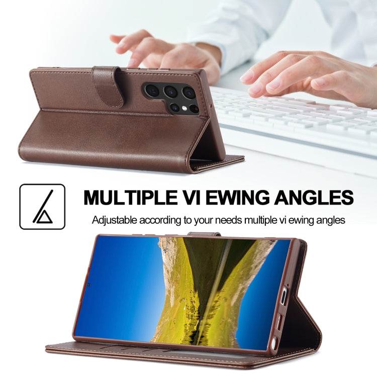 For Samsung Galaxy S25 Ultra 5G LC.IMEEKE Calf Texture Leather Phone Case(Coffee) - Galaxy S25 Ultra 5G Cases by LC.IMEEKE | Online Shopping UK | buy2fix