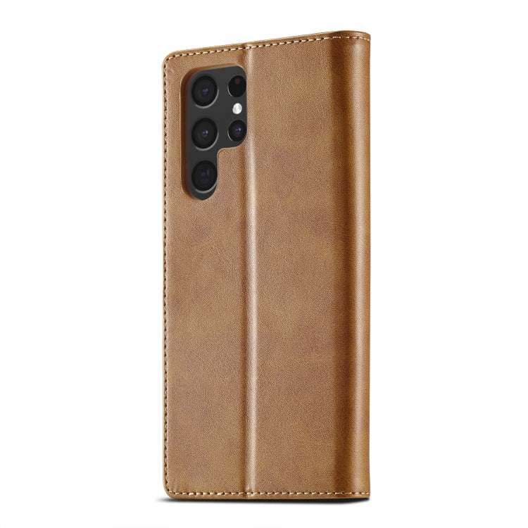 For Samsung Galaxy S25 Ultra 5G LC.IMEEKE Calf Texture Leather Phone Case(Brown) - Galaxy S25 Ultra 5G Cases by LC.IMEEKE | Online Shopping UK | buy2fix