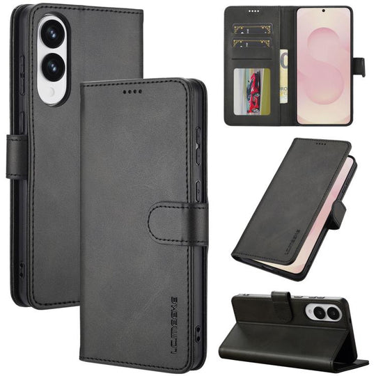For Samsung Galaxy S25 Edge 5G LC.IMEEKE Calf Texture Leather Phone Case(Black)
