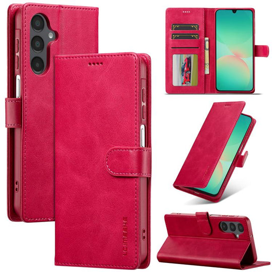 For Samsung Galaxy S25 FE 5G LC.IMEEKE Calf Texture Leather Phone Case(Red)