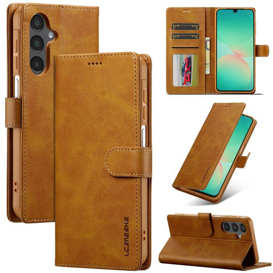 For Samsung Galaxy S25 FE 5G LC.IMEEKE Calf Texture Leather Phone Case(Brown)