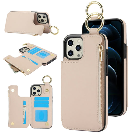 For iPhone 12 Pro Max RFlD Anti-theft Double Buckle Ring Zipper Card Phone Case(White) - iPhone 12 Pro Max Cases by buy2fix | Online Shopping UK | buy2fix