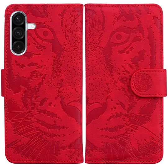 For Samsung Galaxy A26 5G Tiger Embossing Pattern Flip Leather Phone Case(Red)
