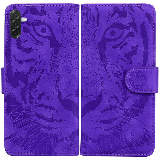 For Samsung Galaxy A57 5G Tiger Embossing Pattern Flip Leather Phone Case(Purple)