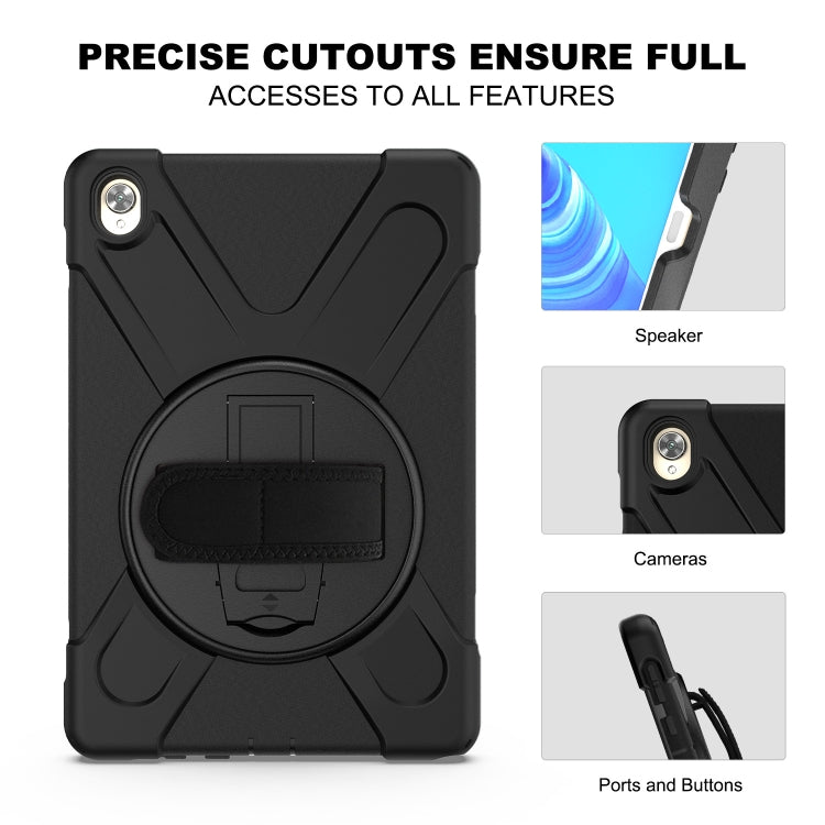 For Huawei MediaPad M6 10.8 Shockproof Colorful Silicone + PC Protective Case with Holder & Hand Grip Strap(Black) - Huawei by buy2fix | Online Shopping UK | buy2fix