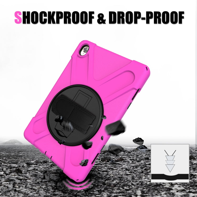 For Huawei MediaPad M6 10.8 Shockproof Colorful Silicone + PC Protective Case with Holder & Hand Grip Strap(Rose Red) - Huawei by buy2fix | Online Shopping UK | buy2fix