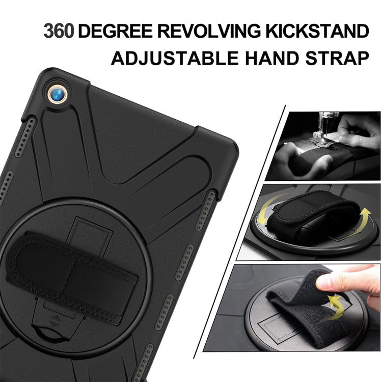 For Huawei MediaPad M5 10.8 Shockproof Colorful Silicone + PC Protective Case with Holder & Hand Grip Strap(Black) - Huawei by buy2fix | Online Shopping UK | buy2fix