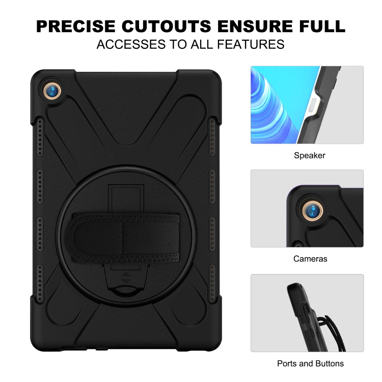 For Huawei MediaPad M5 10.8 Shockproof Colorful Silicone + PC Protective Case with Holder & Hand Grip Strap(Black) - Huawei by buy2fix | Online Shopping UK | buy2fix