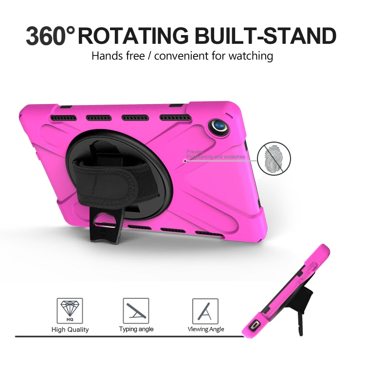 For Huawei MediaPad M5 10.8 Shockproof Colorful Silicone + PC Protective Case with Holder & Hand Grip Strap(Rose Red) - Huawei by buy2fix | Online Shopping UK | buy2fix