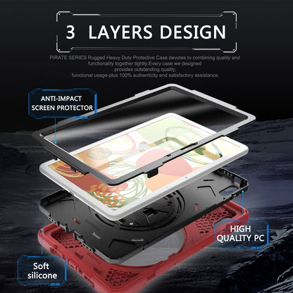 For Huawei MatePad 10.4 Shockproof Colorful Silicone + PC Protective Case with Holder & Hand Grip Strap(Red) - Huawei by buy2fix | Online Shopping UK | buy2fix