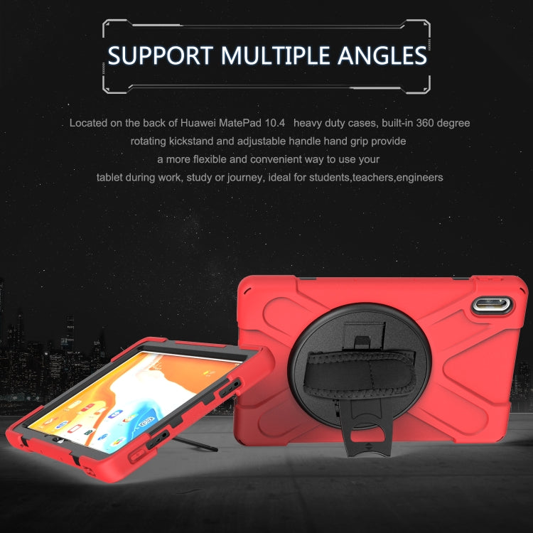 For Huawei MatePad 10.4 Shockproof Colorful Silicone + PC Protective Case with Holder & Hand Grip Strap(Red) - Huawei by buy2fix | Online Shopping UK | buy2fix