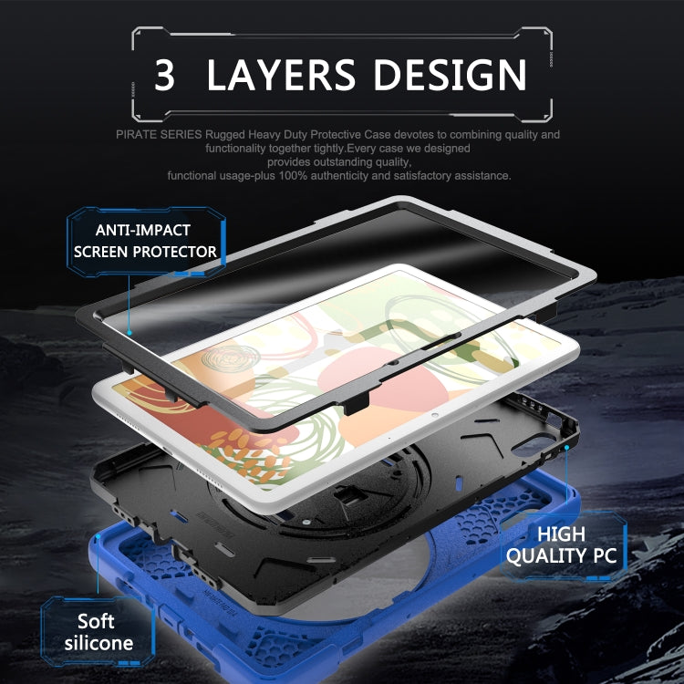 For Huawei MatePad 10.4 Shockproof Colorful Silicone + PC Protective Case with Holder & Hand Grip Strap(Blue) - Huawei by buy2fix | Online Shopping UK | buy2fix
