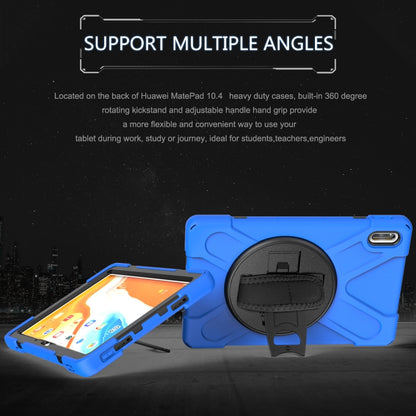 For Huawei MatePad 10.4 Shockproof Colorful Silicone + PC Protective Case with Holder & Hand Grip Strap(Blue) - Huawei by buy2fix | Online Shopping UK | buy2fix