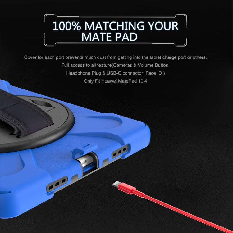 For Huawei MatePad 10.4 Shockproof Colorful Silicone + PC Protective Case with Holder & Hand Grip Strap(Blue) - Huawei by buy2fix | Online Shopping UK | buy2fix