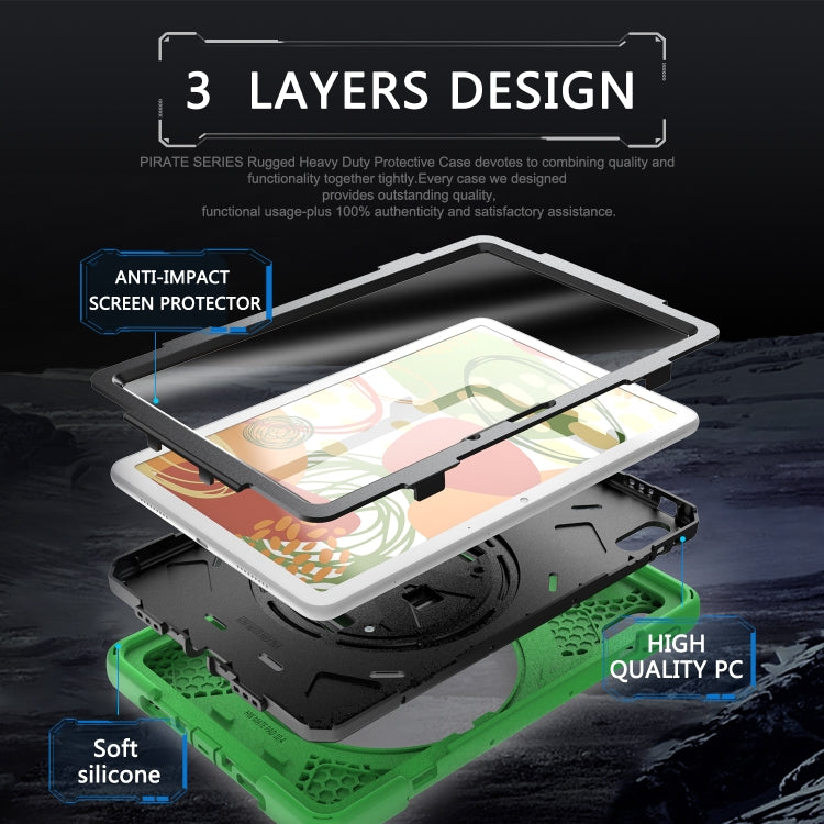 For Huawei MatePad 10.4 Shockproof Colorful Silicone + PC Protective Case with Holder & Hand Grip Strap(Green) - Huawei by buy2fix | Online Shopping UK | buy2fix