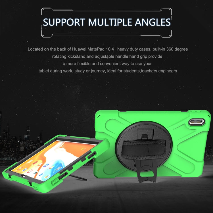 For Huawei MatePad 10.4 Shockproof Colorful Silicone + PC Protective Case with Holder & Hand Grip Strap(Green) - Huawei by buy2fix | Online Shopping UK | buy2fix