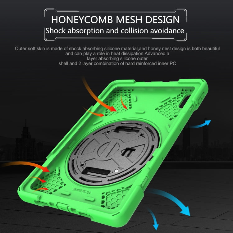 For Huawei MatePad 10.4 Shockproof Colorful Silicone + PC Protective Case with Holder & Hand Grip Strap(Green) - Huawei by buy2fix | Online Shopping UK | buy2fix