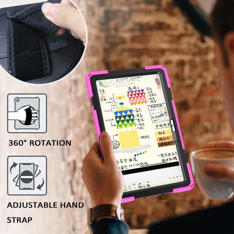 For Huawei MatePad 10.4 Shockproof Colorful Silicone + PC Protective Case with Holder & Hand Grip Strap(Rose Red) - Huawei by buy2fix | Online Shopping UK | buy2fix