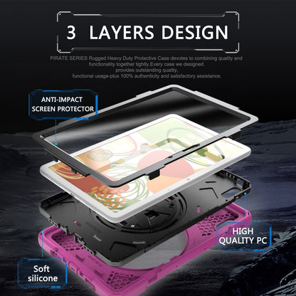For Huawei MatePad 10.4 Shockproof Colorful Silicone + PC Protective Case with Holder & Hand Grip Strap(Rose Red) - Huawei by buy2fix | Online Shopping UK | buy2fix