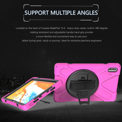 For Huawei MatePad 10.4 Shockproof Colorful Silicone + PC Protective Case with Holder & Hand Grip Strap(Rose Red) - Huawei by buy2fix | Online Shopping UK | buy2fix
