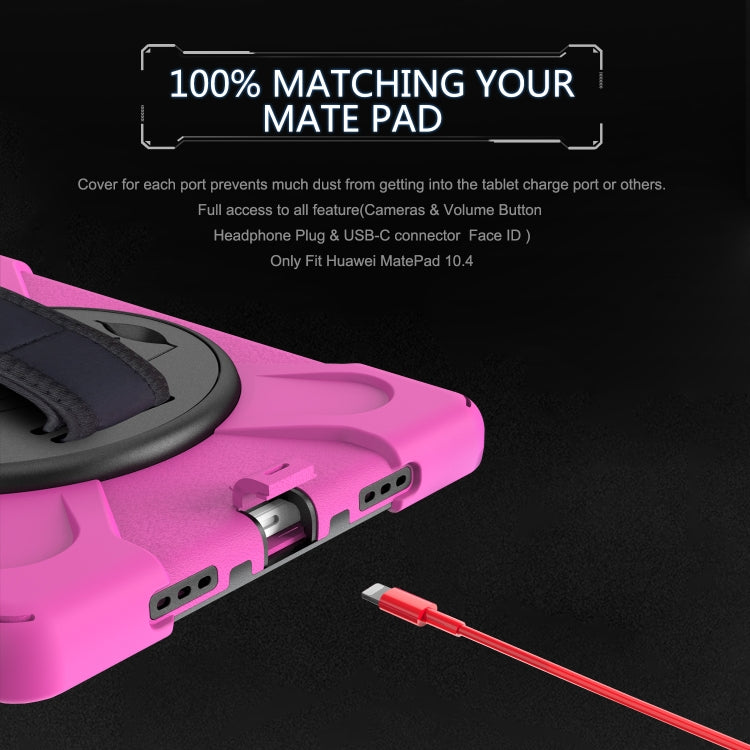 For Huawei MatePad 10.4 Shockproof Colorful Silicone + PC Protective Case with Holder & Hand Grip Strap(Rose Red) - Huawei by buy2fix | Online Shopping UK | buy2fix