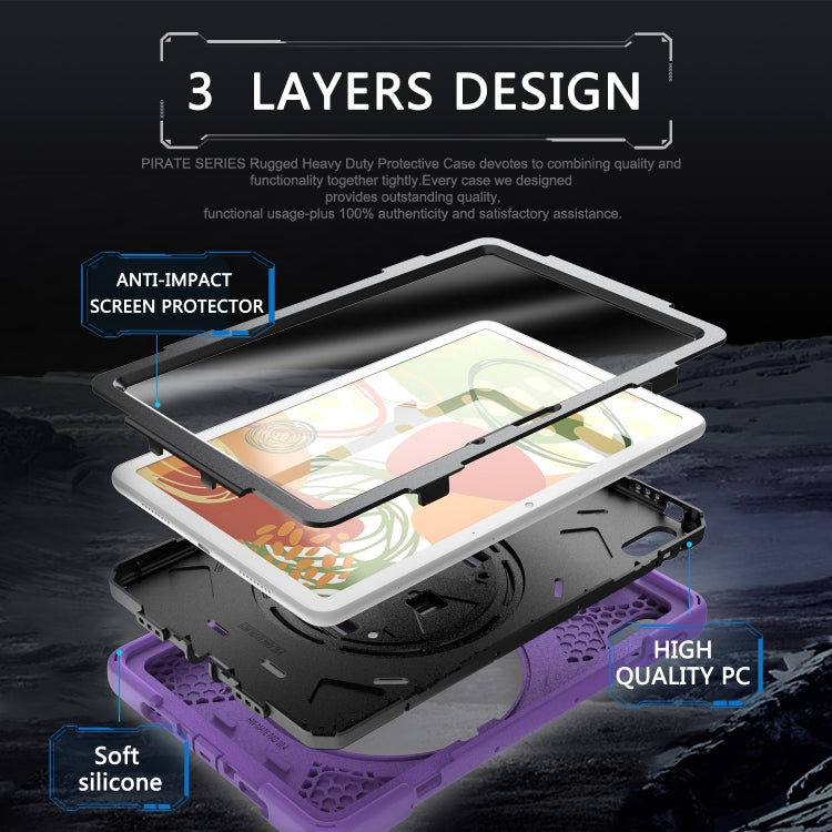 For Huawei MatePad 10.4 Shockproof Colorful Silicone + PC Protective Case with Holder & Hand Grip Strap(Purple) - Huawei by buy2fix | Online Shopping UK | buy2fix