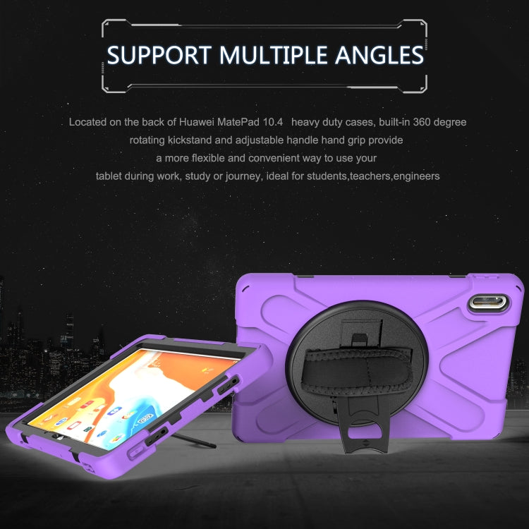 For Huawei MatePad 10.4 Shockproof Colorful Silicone + PC Protective Case with Holder & Hand Grip Strap(Purple) - Huawei by buy2fix | Online Shopping UK | buy2fix