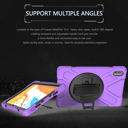 For Huawei MatePad 10.4 Shockproof Colorful Silicone + PC Protective Case with Holder & Hand Grip Strap(Purple) - Huawei by buy2fix | Online Shopping UK | buy2fix