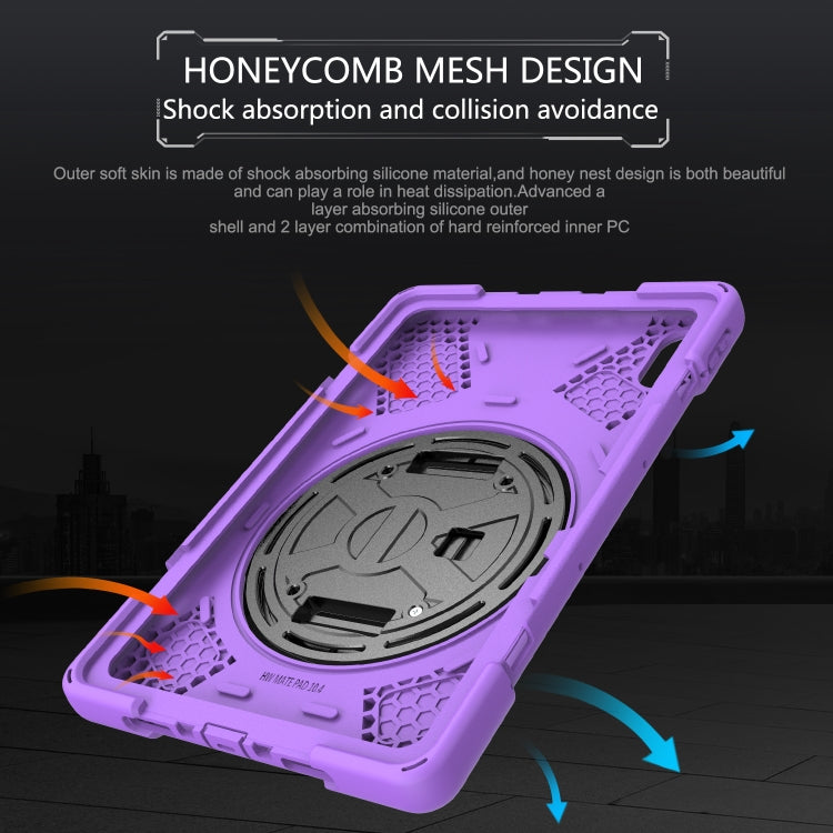 For Huawei MatePad 10.4 Shockproof Colorful Silicone + PC Protective Case with Holder & Hand Grip Strap(Purple) - Huawei by buy2fix | Online Shopping UK | buy2fix
