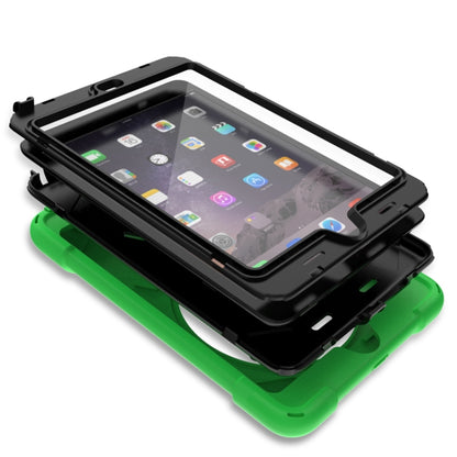 For iPad Mini 3 & 2 & 1 Shockproof Colorful Silicone + PC Protective Case with Holder & Hand Grip Strap(Green) - iPad Mini 4 & 3 & 2 & 1 Cases by buy2fix | Online Shopping UK | buy2fix