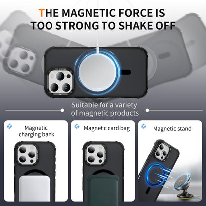 For iPhone 16 Pro Max Rainbow Series Skin Feel MagSafe Lens Holder Phone Case(Black) by buy2fix