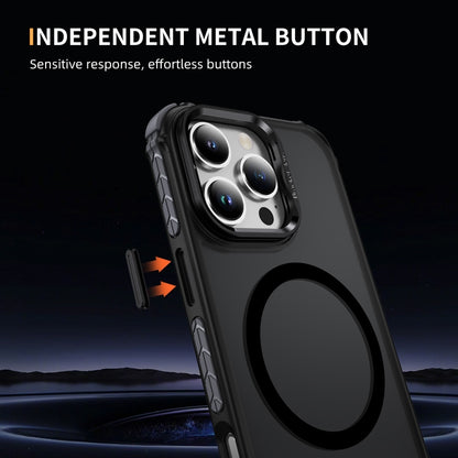 For iPhone 16 Pro Max Rainbow Series Skin Feel MagSafe Lens Holder Phone Case(Black) by buy2fix