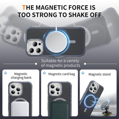 For iPhone 16 Pro Max Rainbow Series Skin Feel MagSafe Lens Holder Phone Case(Grey) by buy2fix