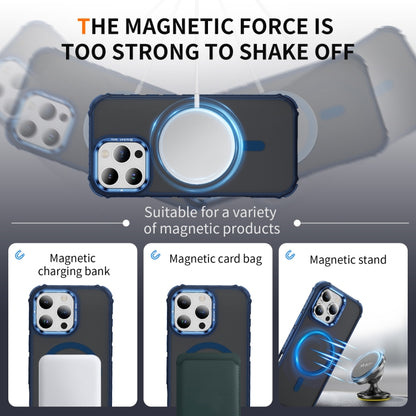 For iPhone 16 Pro Max Rainbow Series Skin Feel MagSafe Lens Holder Phone Case(Blue) by buy2fix