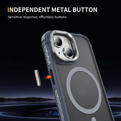 For iPhone 13 Rainbow Series Skin Feel MagSafe Lens Holder Phone Case(Grey) by buy2fix