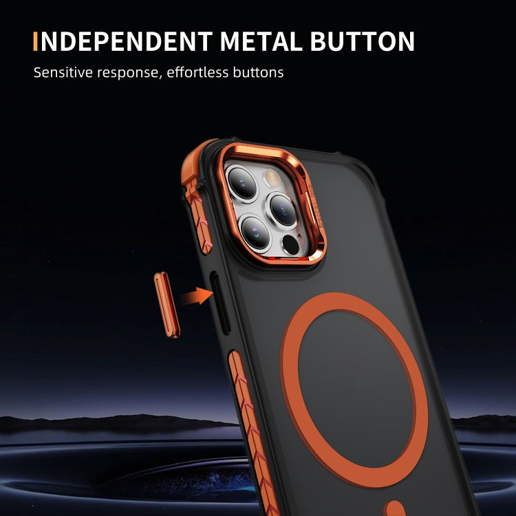 For iPhone 12 Pro Max Rainbow Series Skin Feel MagSafe Lens Holder Phone Case(Orange) by buy2fix